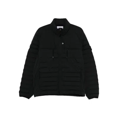 Stone Island Zip-up Down Jacket In Black