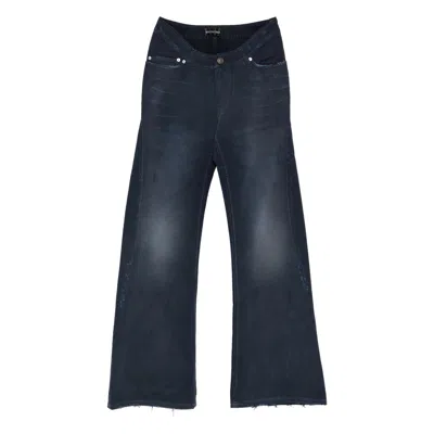 Balenciaga Women Blue Five-pocket Jeans With Curved Waist And Faded Effect In Cotton Woman In Blue