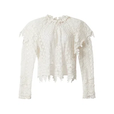 Isabel Marant Hyliana Knit Cotton Lace Top In White