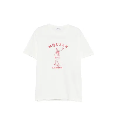 Alexander Mcqueen Skull Graphic Crew Neck Cotton T Shirt In White