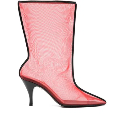 Herbert Levine Pointed-toe Mesh Boots In Pink