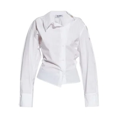 Attico White Structured Fit Plain Shirt In White
