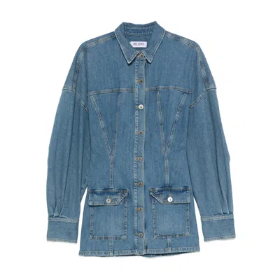 Attico Women Blue Shirt Collar Denim Mini Dress, Xs Luxury Dresses For Women Darveys