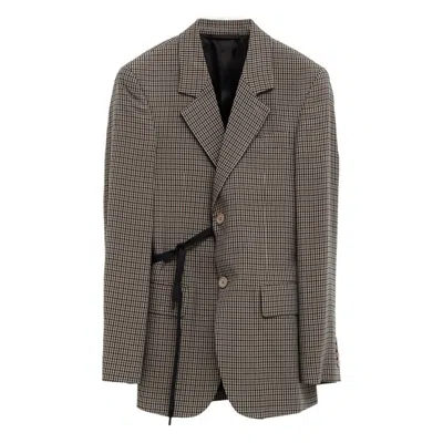 Balenciaga Tailored Wrap Jacket With Checkered Design For Women In Green