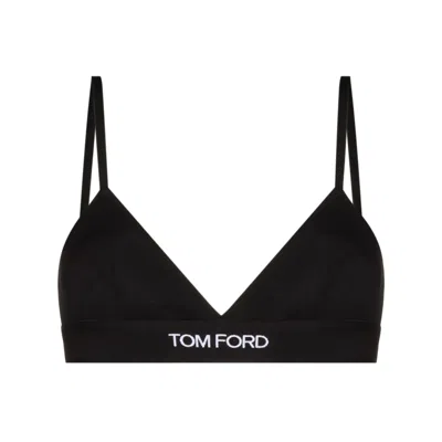 Tom Ford Logo Stretch-jersey Triangle Bra In Black