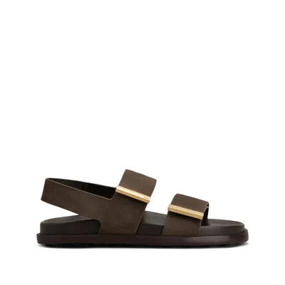 Tod's Leather Slingback Sandals Open Toe Design In Brown