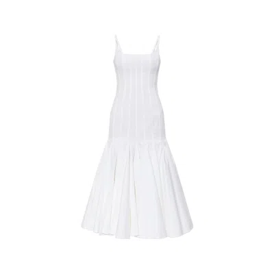Jacquemus Agave Flared Midi Dress With Square Neckline In White