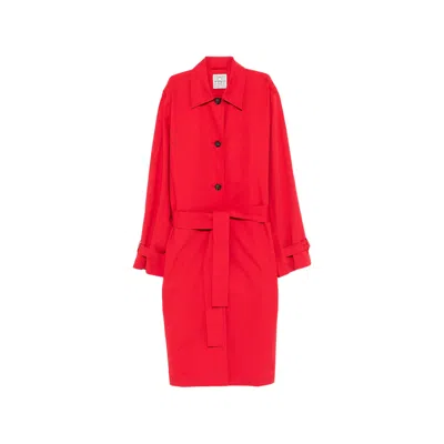 Totême Womens Poppy Light Spring Belted Cotton-poplin Trench Coat In Red