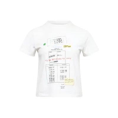 Mm6 Maison Margiela Stretch Cotton T Shirt Short Sleeves Print In White