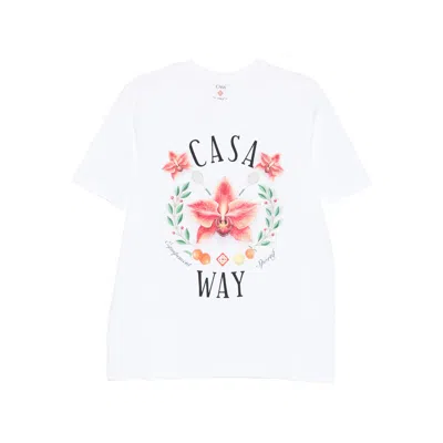 Casablanca Casa Way Orchid Organic Cotton T Shirt In White
