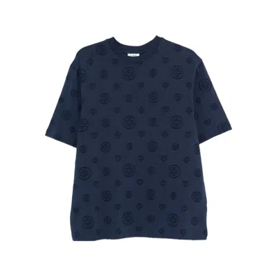 Casablanca Crew Neck T Shirt Embossed Pattern In Blue