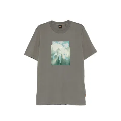 Hugo Boss Graphic T-shirt In Gray
