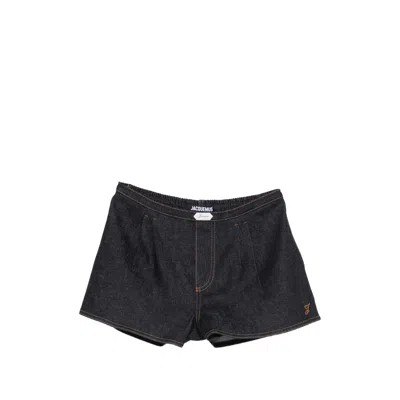 Jacquemus Amelo Shorts Contrast Stitching Elastic Waistband In Blue