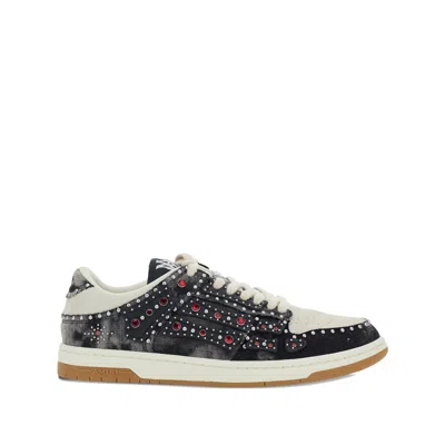 Amiri Skel Top Black Sneaker With Beads And Crystals Application And Logo On The Heel In Fabric And Cotton In Multi
