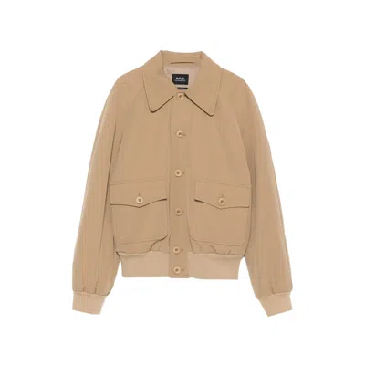 Apc A. P.c. Button-front Collared Bomber Jacket In Neutral