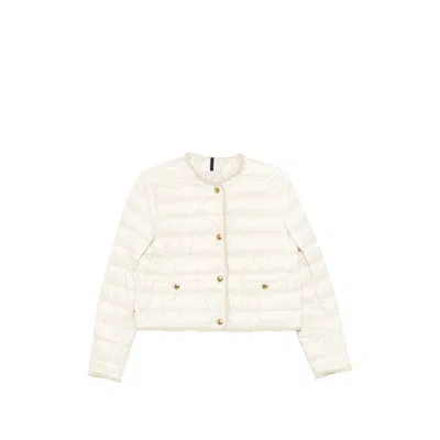 Moncler Fleurs Short Down Jacket In Neutral