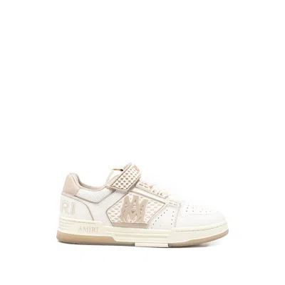 Amiri Men 'skyline' Beige Sneaker With Maxi Logo On The Side And Velcro Strap With Logo In Leather M In White