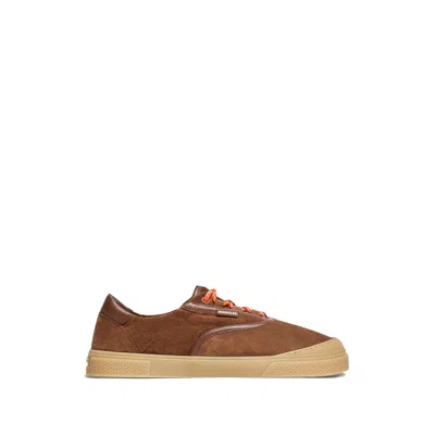 Moncler Luxe Suede Lace-up Sneakers For Women In Brown
