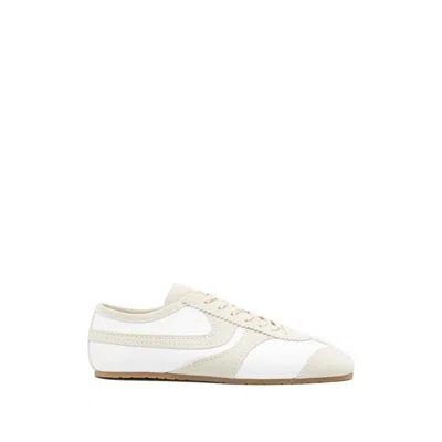 Dries Van Noten Leather Sneakers Low Profile Suede Panels Rubber Sole In White