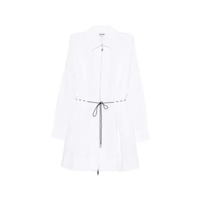 Staud Zip Drawstring Mini Dress In White