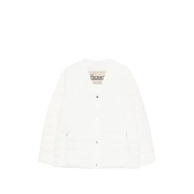 Herno Buttoned Puffer Jacket In White