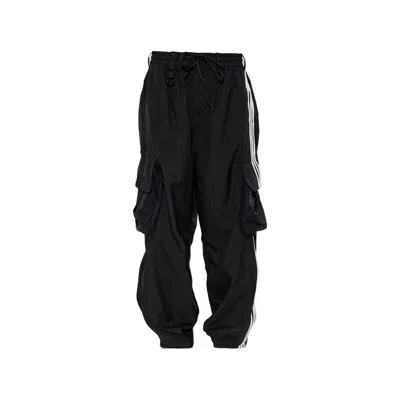 Y-3 Cargo Trousers Elasticated Cuffs Multiple Pockets Stripe In Black
