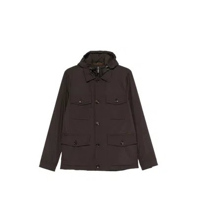 Moorer Button Hooded Jacket In Gray
