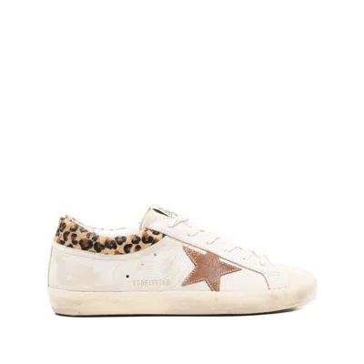 Golden Goose Super Star Leather Upper Horsy Leo Printed Collar Suede Star Sneakers White In Neutral
