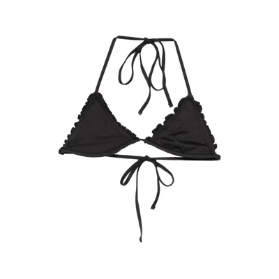 Frankies Bikinis Nick Ruffled Bikini Top In Black