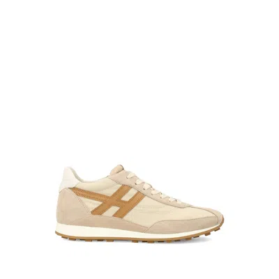 Hogan Low Top Sneakers Contrast Panel Rubber Sole In Neutral