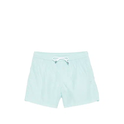 Fedeli Drawstring Patterned Swim Shorts In Blue