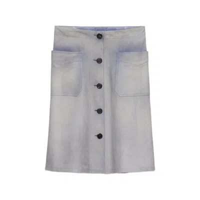 Prada Button-up Patch-pocket Skirt In Blue