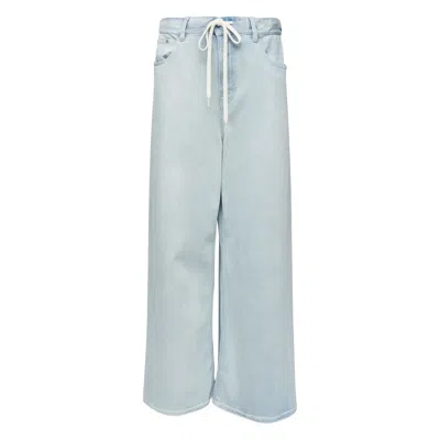 Mm6 Maison Margiela Drawstring Wide Leg Jeans In Blue