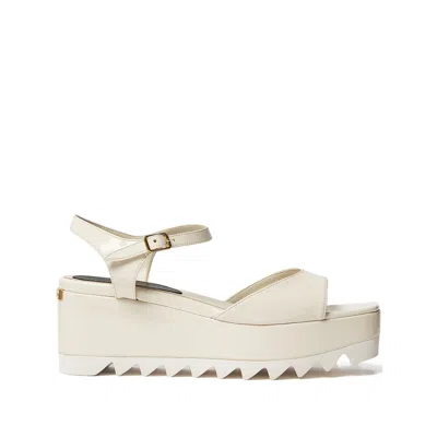 Stella Mccartney White Ankle-strap Wedges In Neutral