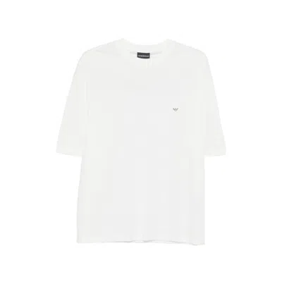 Emporio Armani Asv Domed Logo Pima-jersey T-shirt In White