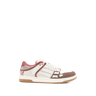 Amiri Brown Xl Skel Top Low Cow Leather Sneakers In White