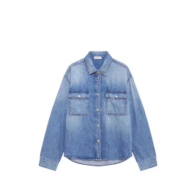 Anine Bing Womens Baltic Blue Paxton Oversized Denim Shirt
