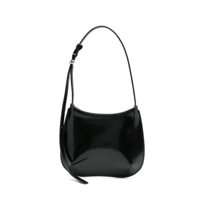 Jacquemus Le Petit Bisou Leather Shoulder Bag Adjustable Strap In Black