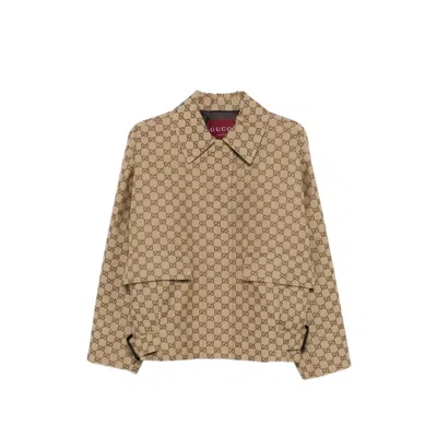 Gucci Jackets Adjustable Hem Buttoned Cuffs Front Pockets In Brown