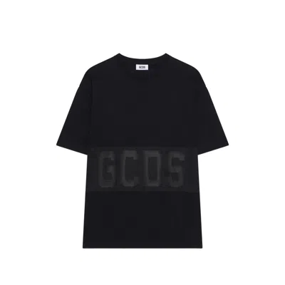 Gcds Man T-shirt Z0mlqc109j101 999b Band Logo Tonal Loose Ss T-shi Black In Purple