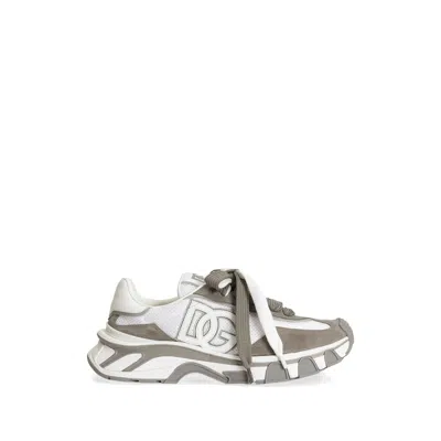 Dolce & Gabbana Dg Country Road Sneaker In Leather And Fabric In Gray