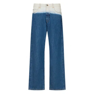 Marni Five Pocket Denim Jeans With Logo Patch In Blue