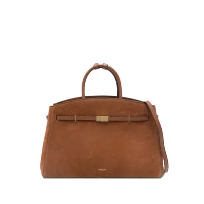 Demellier The Small Hudson Grained Leather Top Handle Bag In Brown