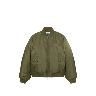 Off-white Embroidered Nylon Bomber Jacket In Green