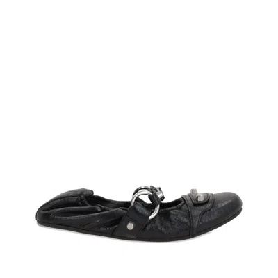Balenciaga City Black Ballet Flats In Arena Lambskin Leather