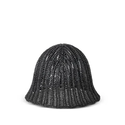 Brunello Cucinelli Techno Raffia Bucket Hat In Black