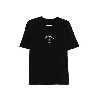Mm6 Maison Margiela Signature Embroidered Logo Graphic T-shirt In Black