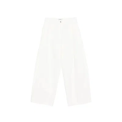 System Button-fastening Pleated Jeans In White