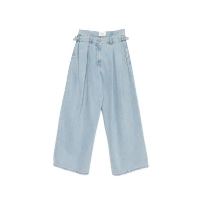 System Pleated Button-fastening Jeans In Blue