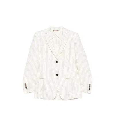 Max Mara Linen Single-breasted Jacket In White